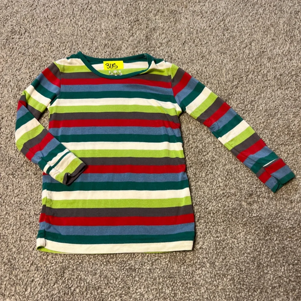 Kickee pants pajamas boys 3T green red stripes bamboo‎ stretch casual unisex - Picture 3 of 7